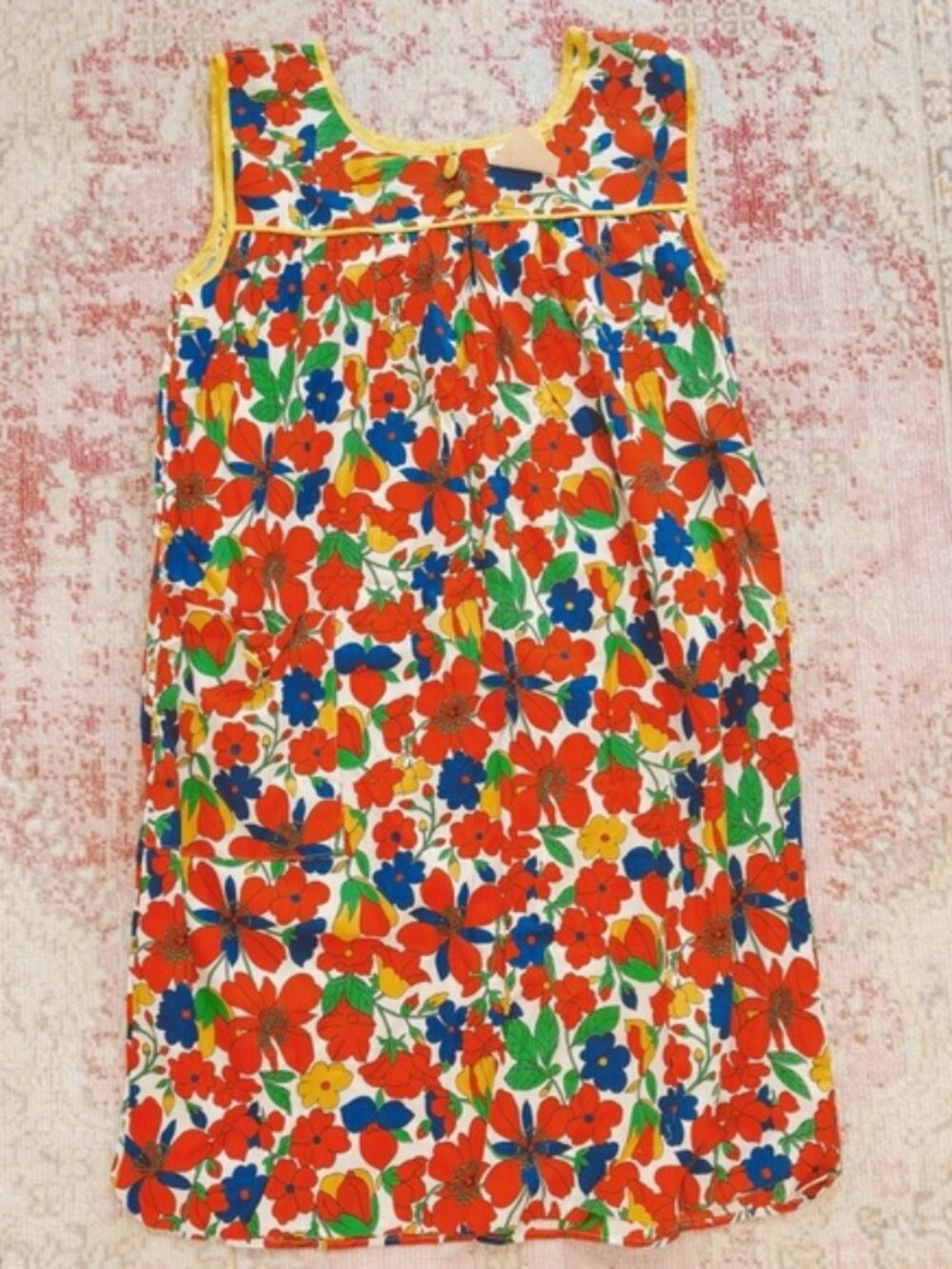 Woman’s Vintage 1960s Bright Floral Sleeveless Sundress - Multicolor